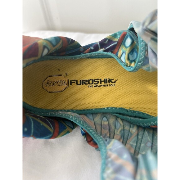Vibram Furoshiki Wrap Shoes Teal Green Print Size Medium - Picture 7 of 7